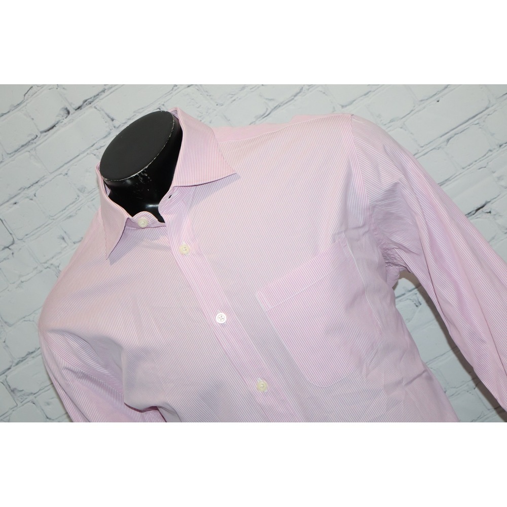 Charles Tyrwhitt Dress Shirt Mens XXL 18-36 Pink Striped Slim Fit Long Sleeve